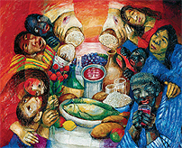 Hoffnung den Ausgegrenzten. Hungertuch 1996 (Detail), gestaltet von Sieger Köder